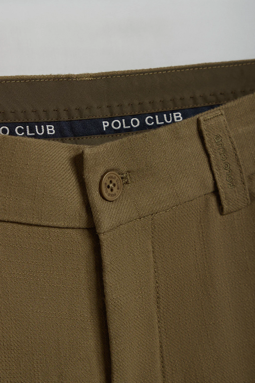 Pantalón corto Bali de lino y algodón color verde caqui con detalles bordados Polo Club - Image 6
