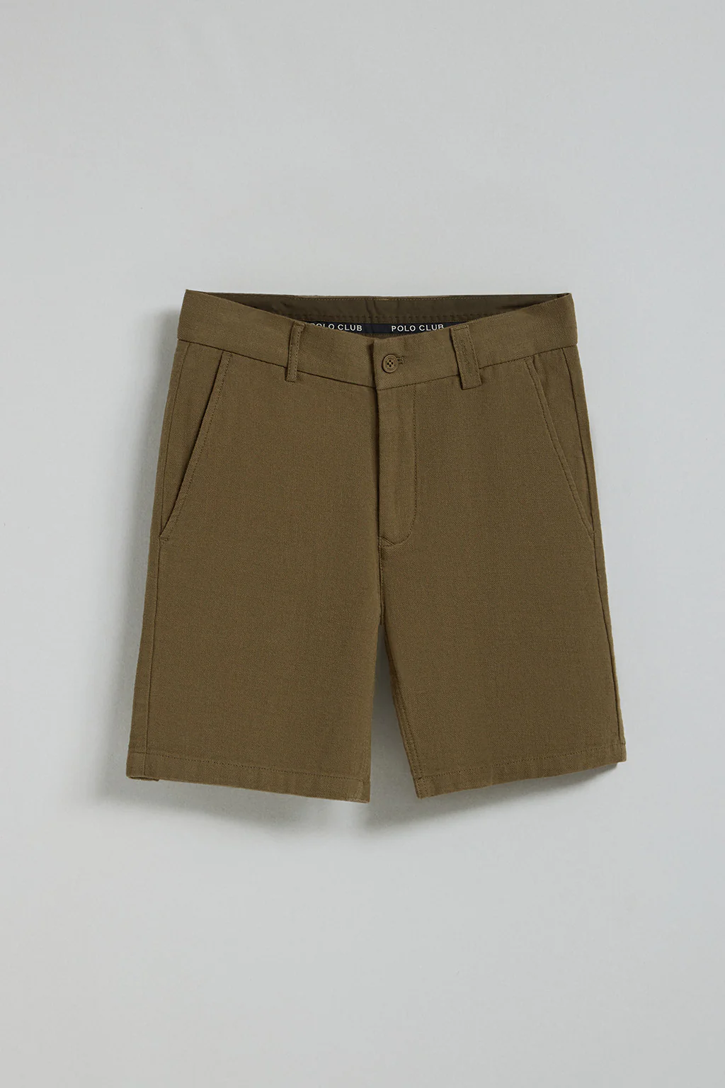 Pantalón corto Bali de lino y algodón color verde caqui con detalles bordados Polo Club - Image 8
