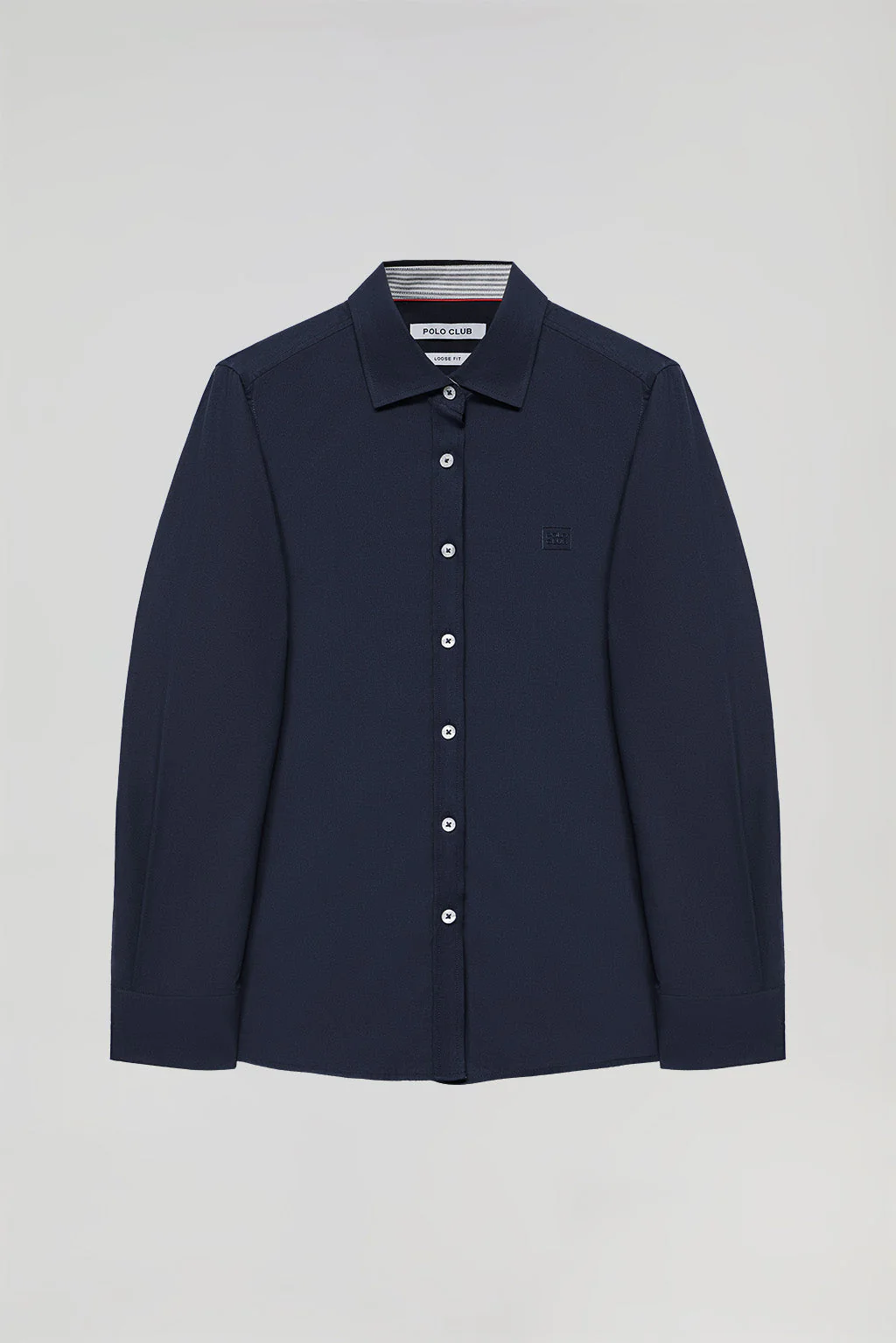Camisa oxford azul marino con logo bordado - Image 6