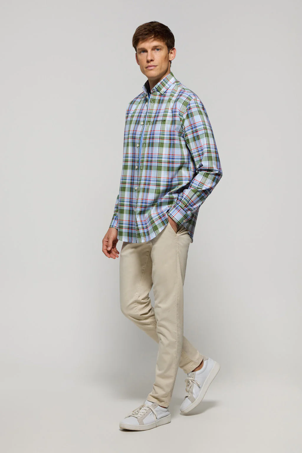 Camisa de cuadros en tonos verdes con logo Polo Club - Image 3