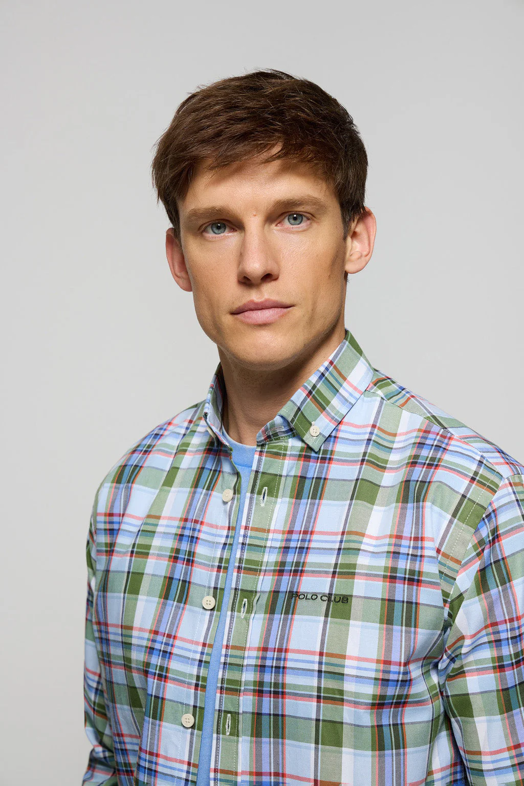 Camisa de cuadros en tonos verdes con logo Polo Club - Image 4