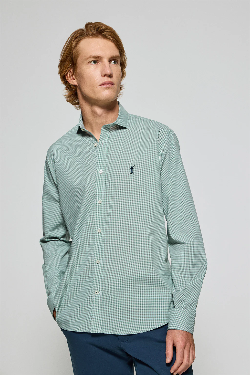 Camisa Arizona de cuadro vichy verde con bordado Rigby Go