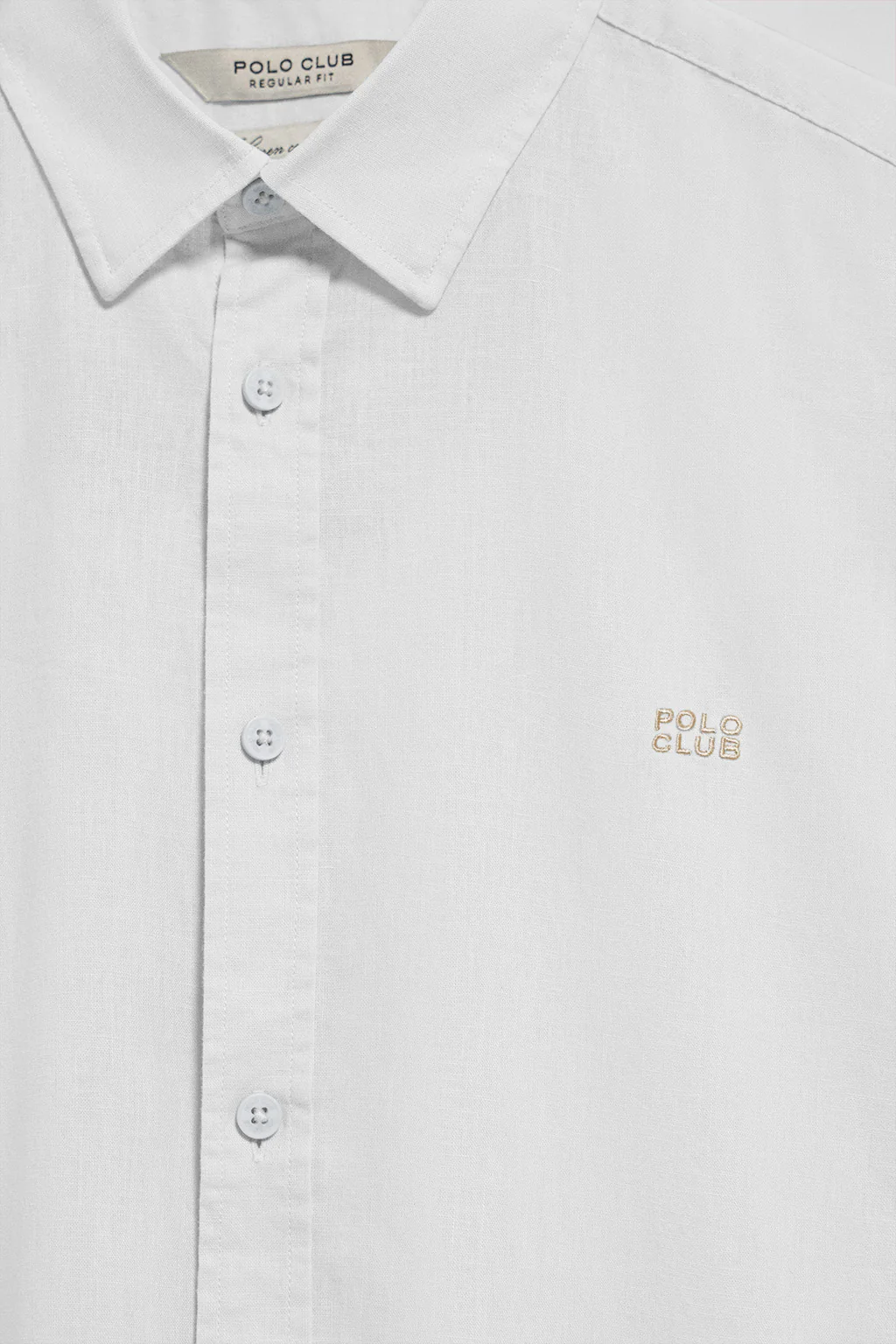 Camisa blanca de lino y algodón regular fit con logo bordado - Image 9