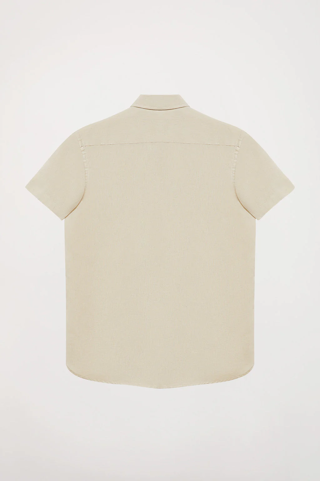 Camisa beige de lino con bolsillo en el pecho - Image 9