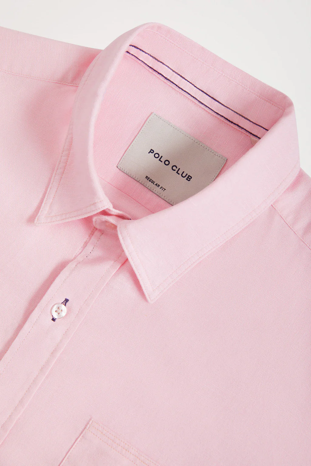Camisa rosa de lino con bolsillo en el pecho - Image 8