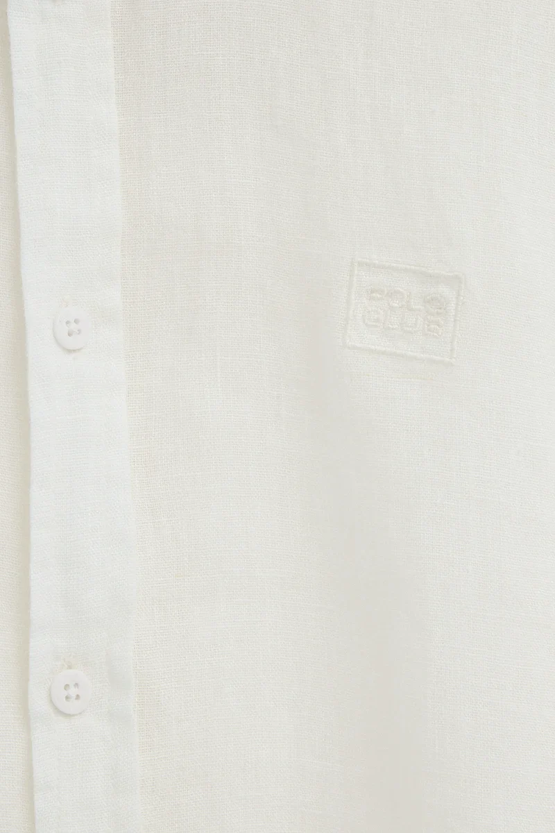 Camisa blanca de lino de corte regular con bordado Polo Club - Image 7