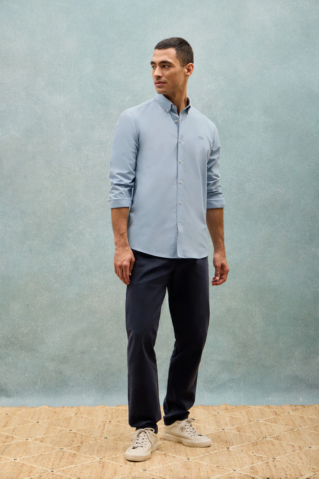 Camisa lisa oxford azul celeste con logo bordado Polo Club - Image 8