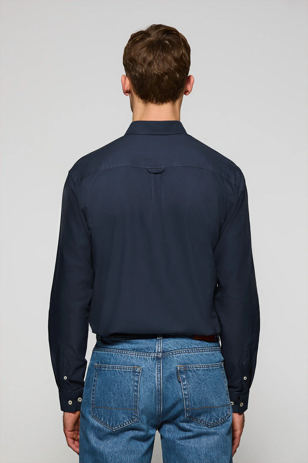 Camisa lisa oxford azul marino con logo bordado Polo Club - Image 5