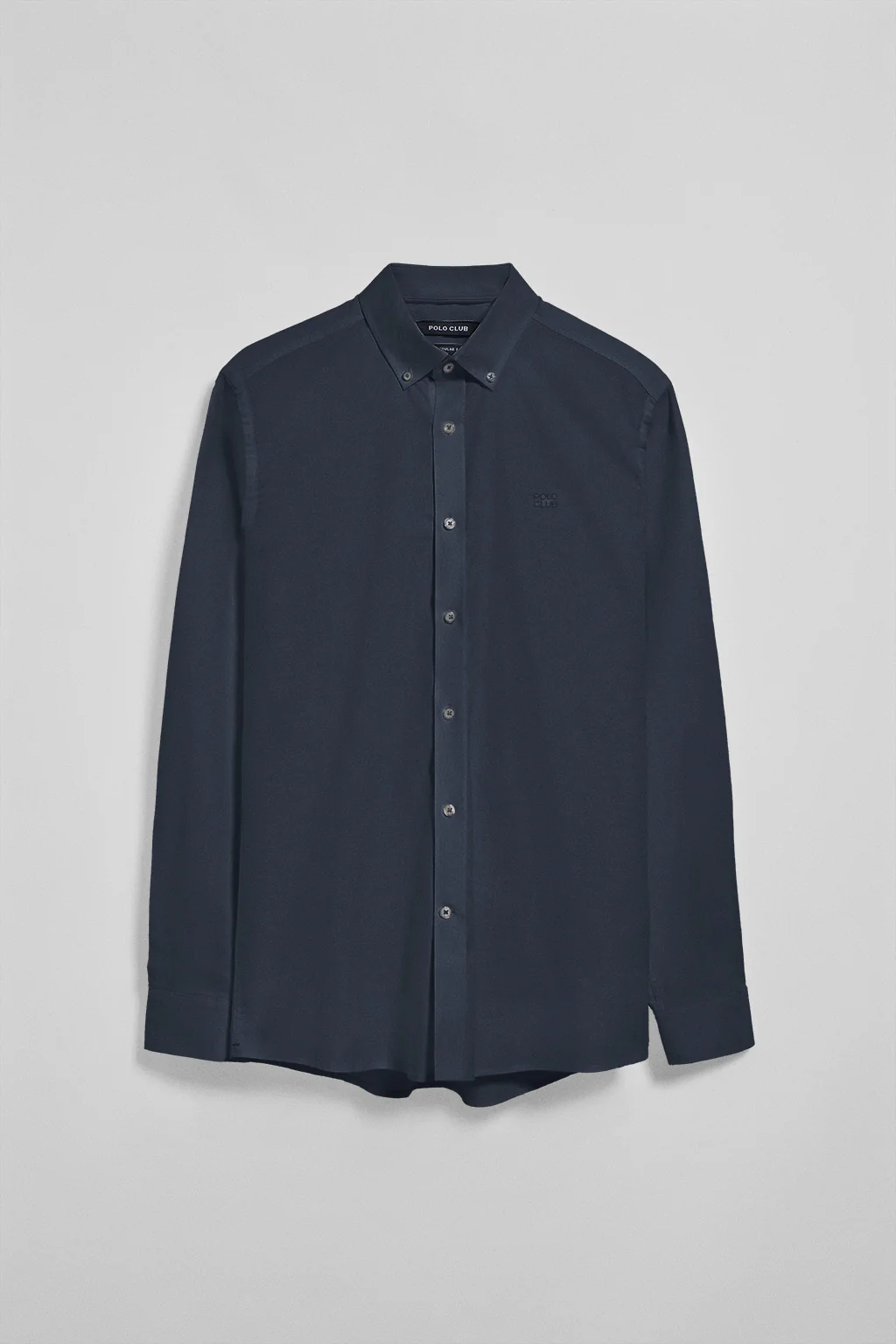Camisa lisa oxford azul marino con logo bordado Polo Club - Image 6