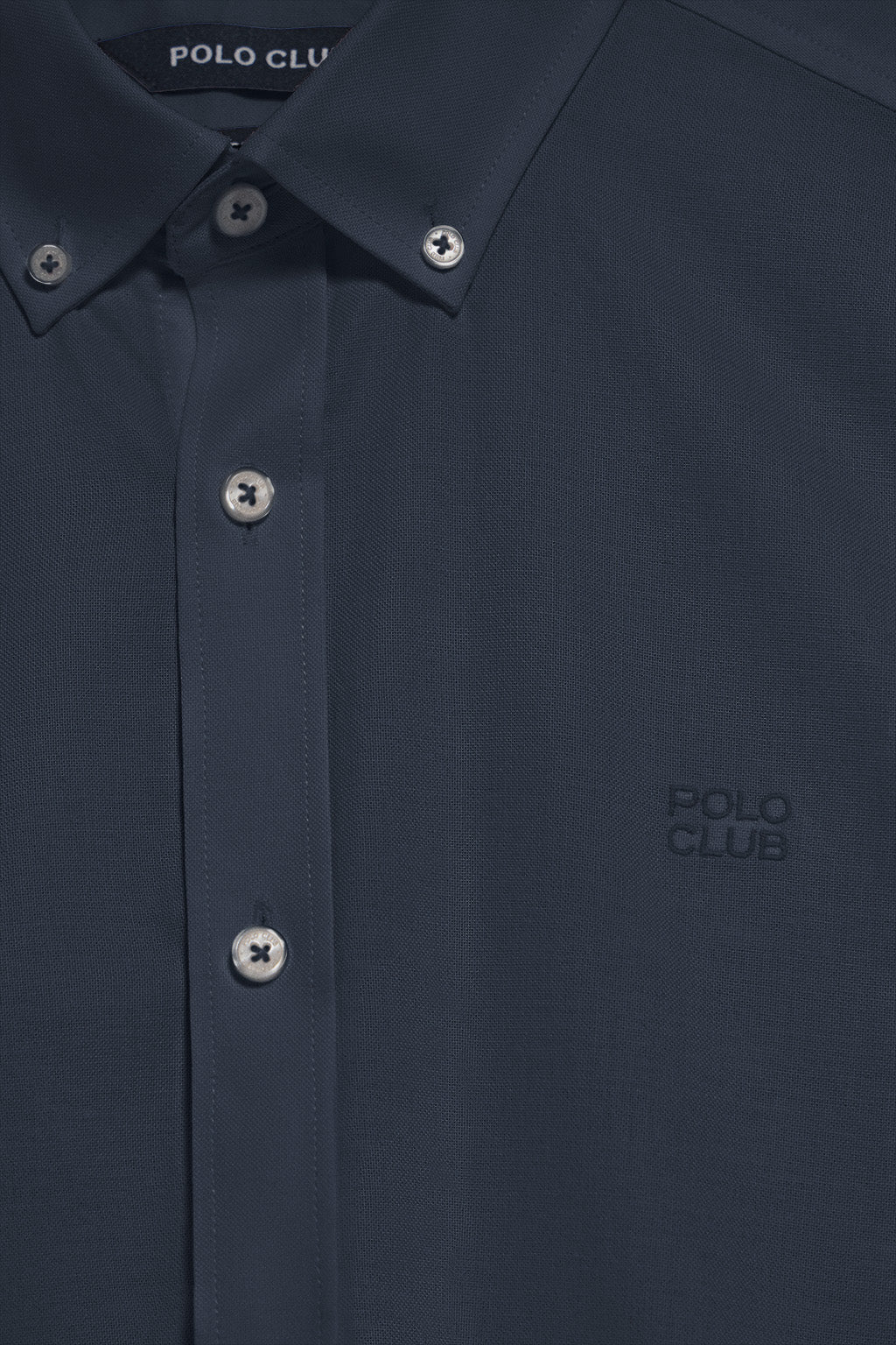 Camisa lisa oxford azul marino con logo bordado Polo Club - Image 7