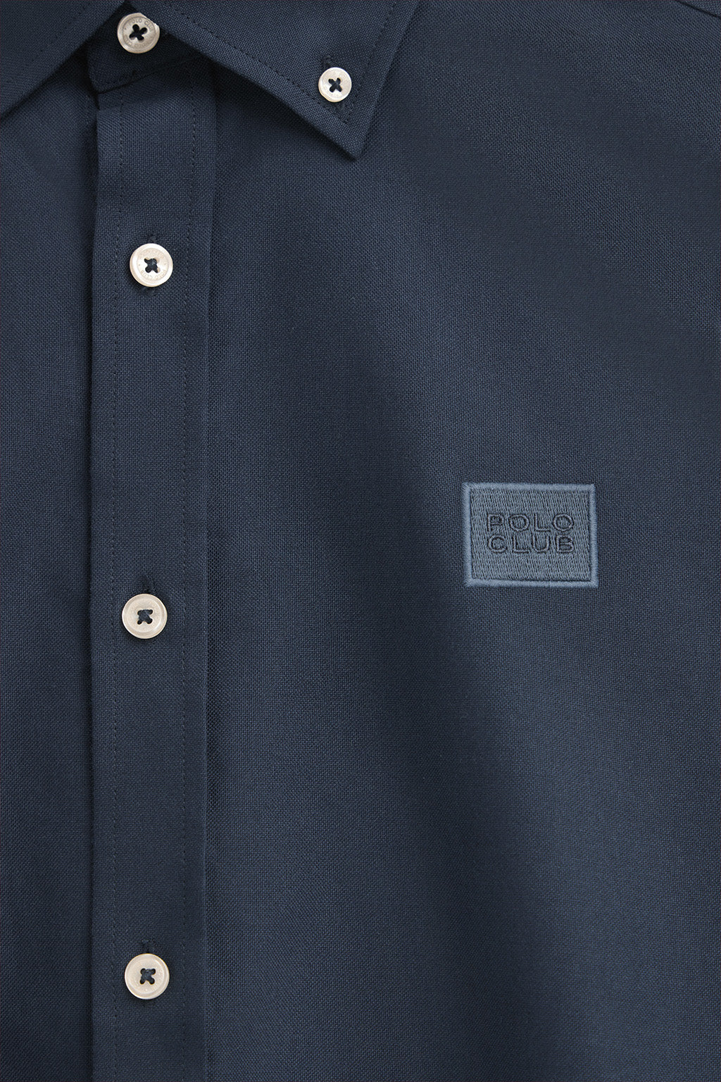 Camisa azul marino de corte regular y cuello abotonado con logo Polo Club - Image 7