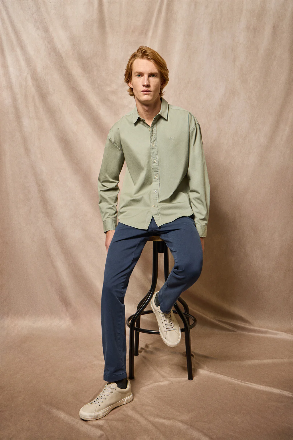 Camisa loose fit verde jade con logo bordado Polo Club