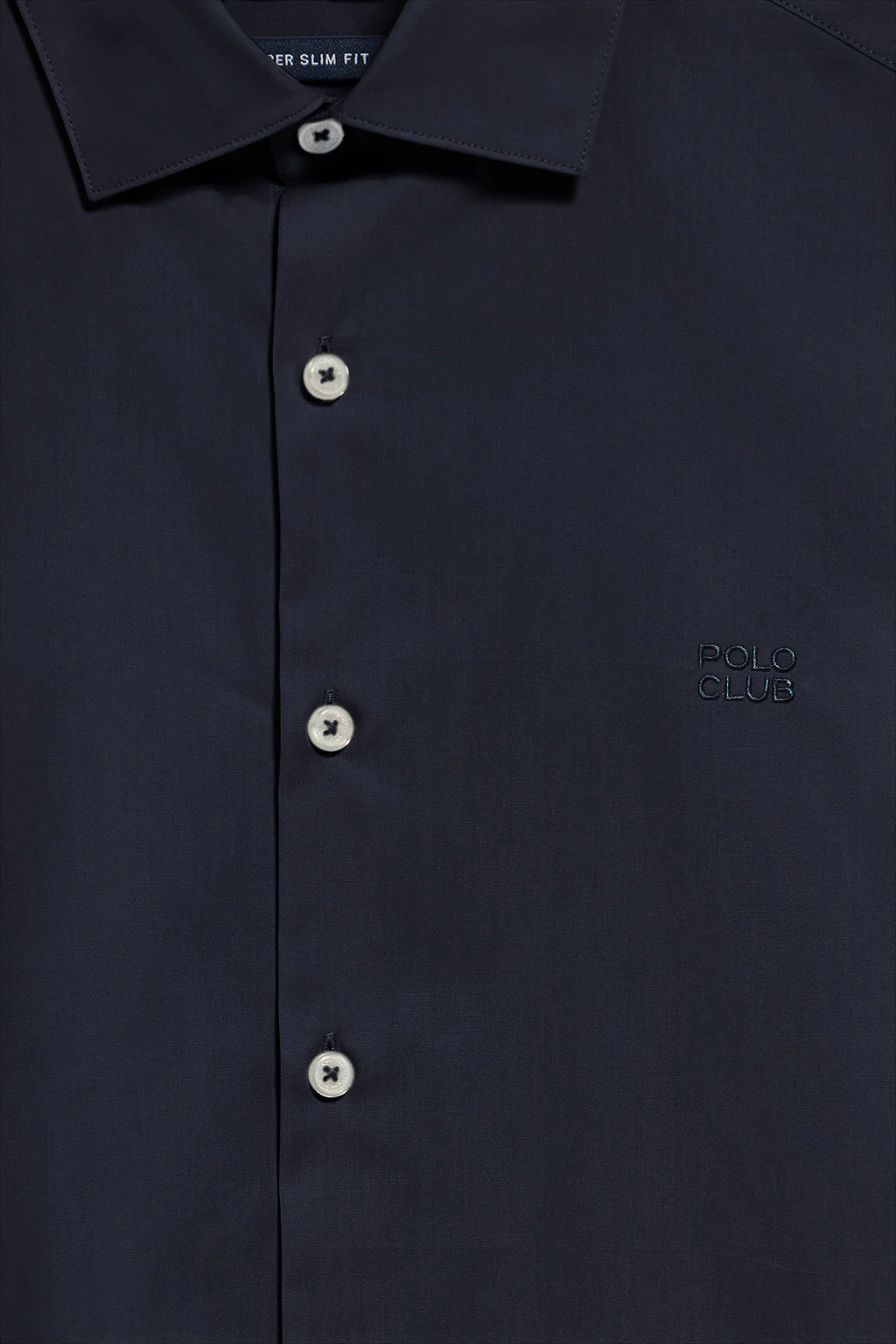 Camisa super slim fit popelín azul marino con logo bordado Polo Club - Image 3
