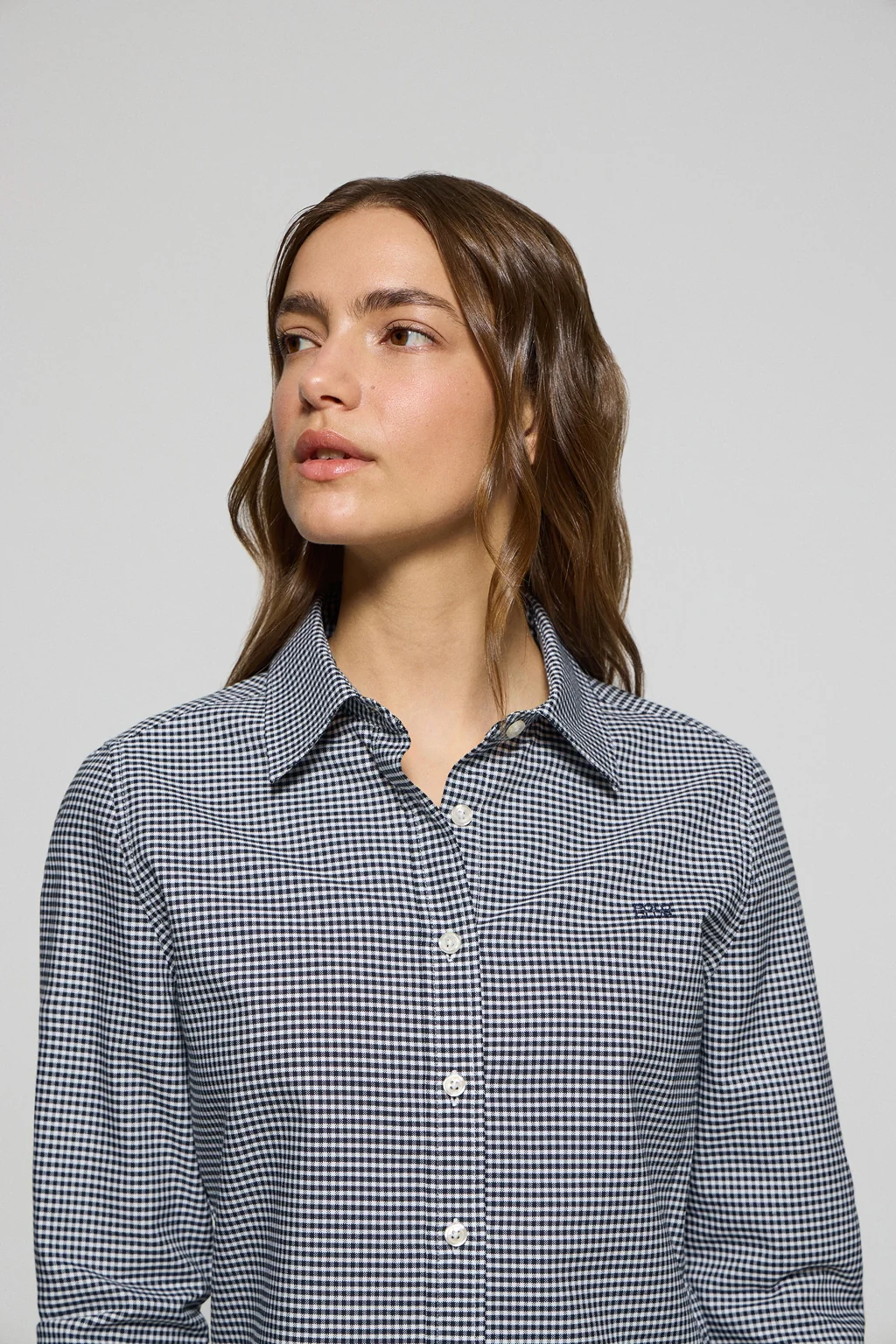 Camisa cuadro vichy azul con logo bordado Polo Club - Image 2