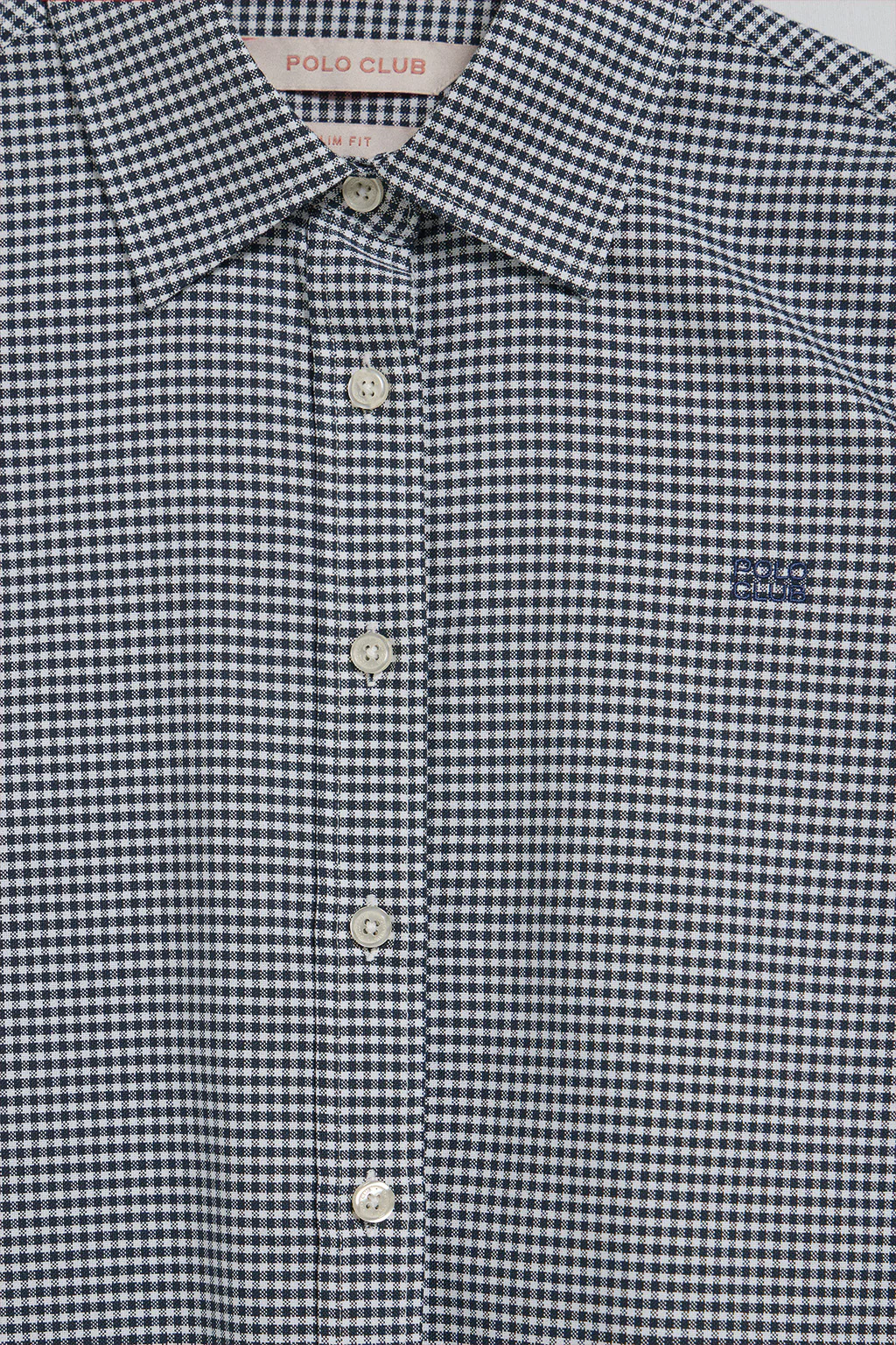 Camisa cuadro vichy azul con logo bordado Polo Club - Image 6