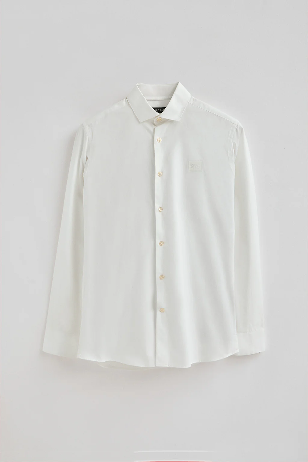 Camisa blanca de corte slim y cuello italiano con logo Polo Club - Image 8