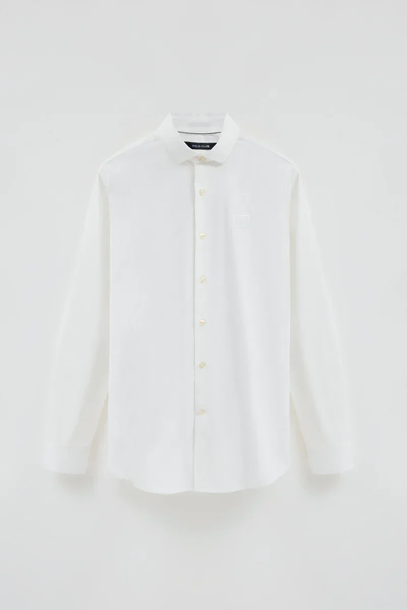 Camisa popelín blanca de corte regular con logo Polo Club - Image 6