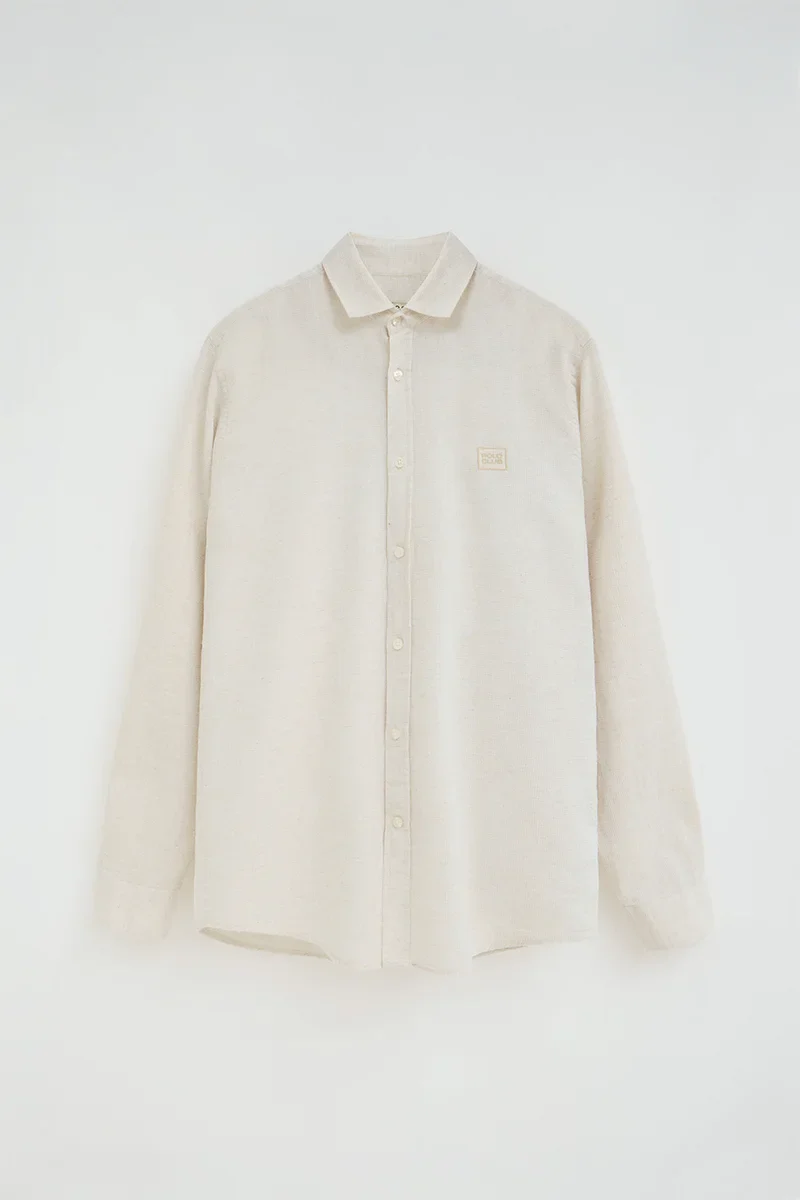Camisa cotolino beige vigoré con bordado Polo Club - Image 9
