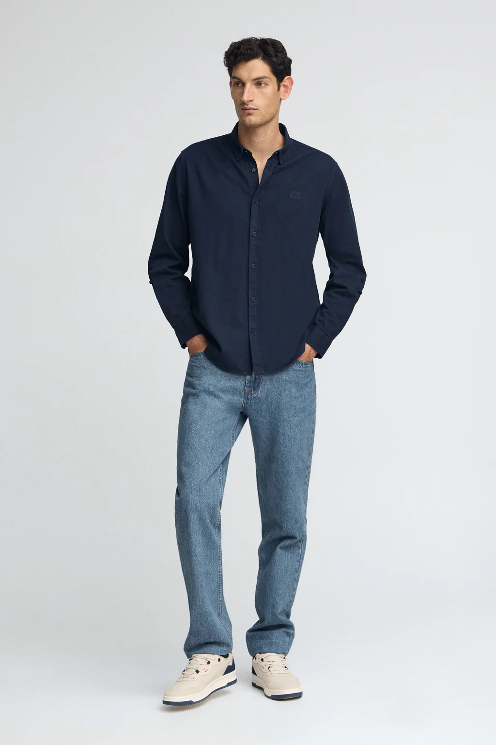 Camisa azul marino de corte regular con logo Polo Club - Image 4