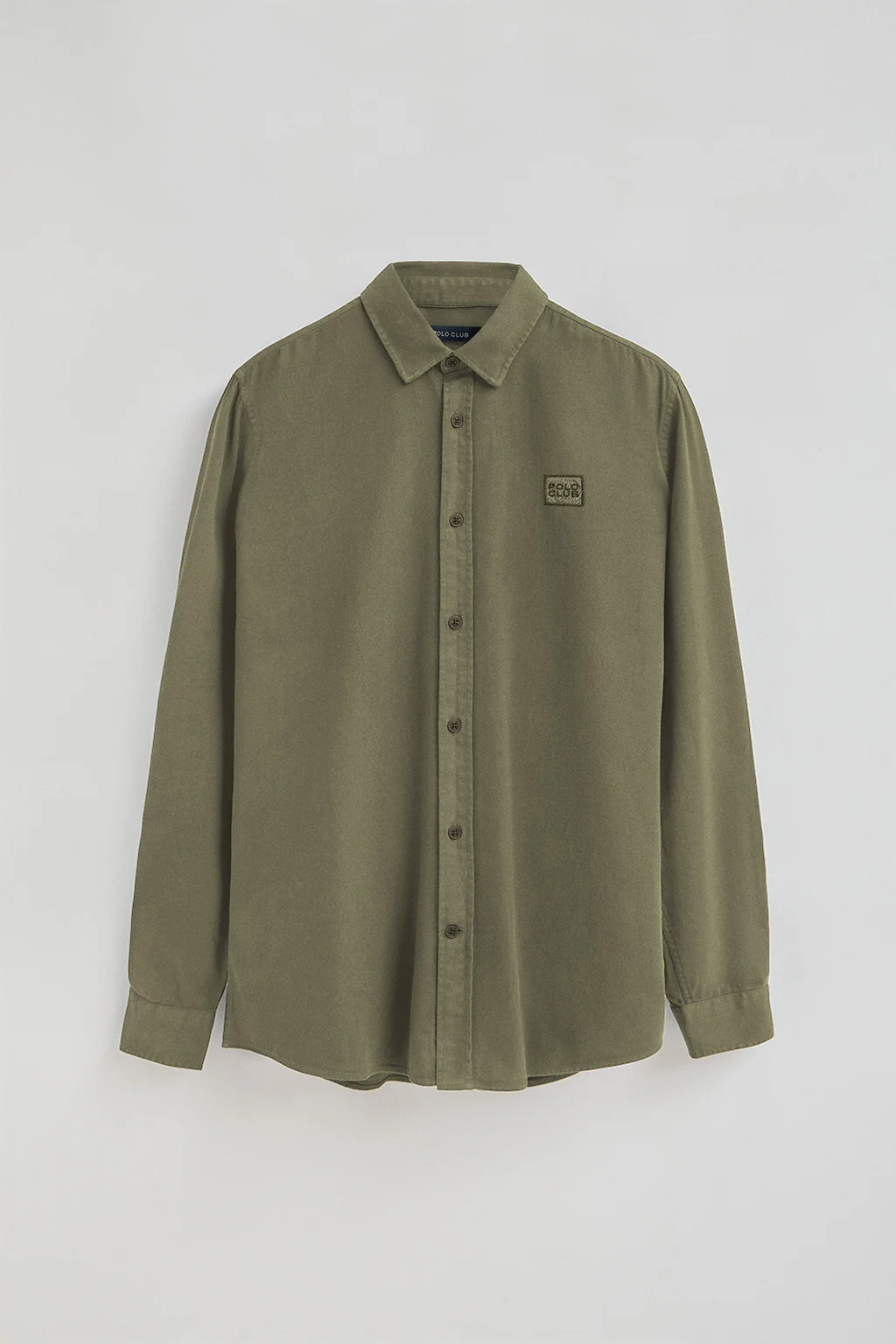 Camisa verde militar de corte regular con logo Polo Club - Image 6