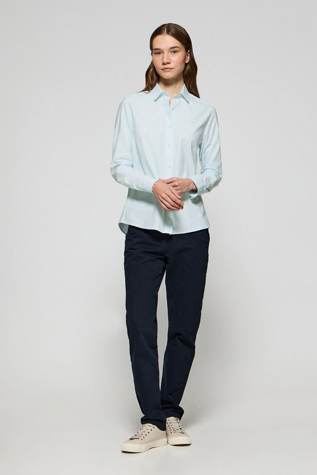 Camisa a rayas color aguamarina con logo bordado - Image 3