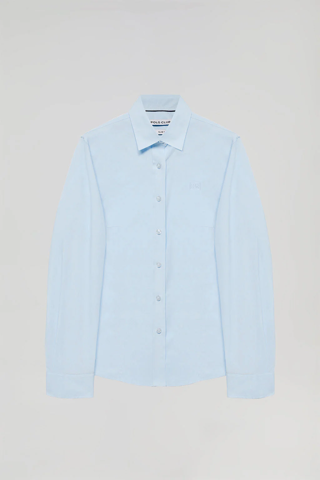 Camisa azul celeste Slim fit de popelín con logo - Image 10