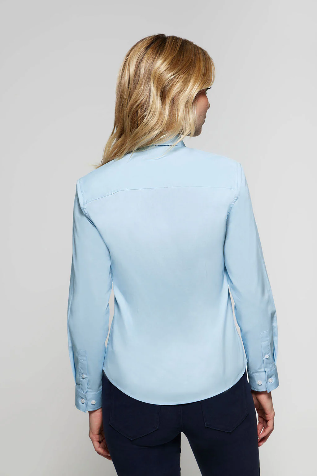 Camisa azul celeste Slim fit de popelín con logo - Image 5