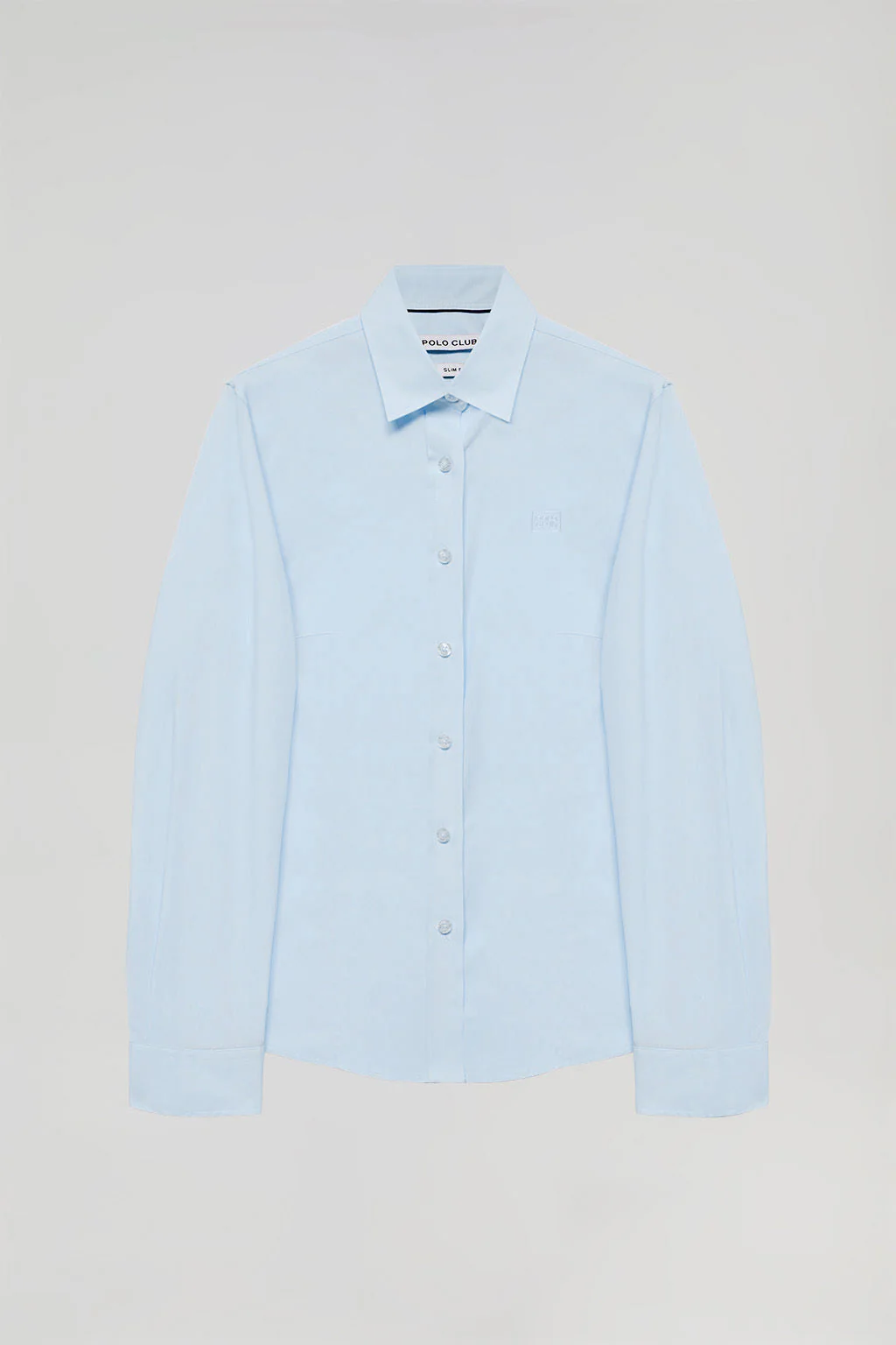 Camisa azul celeste Slim fit de popelín con logo - Image 7