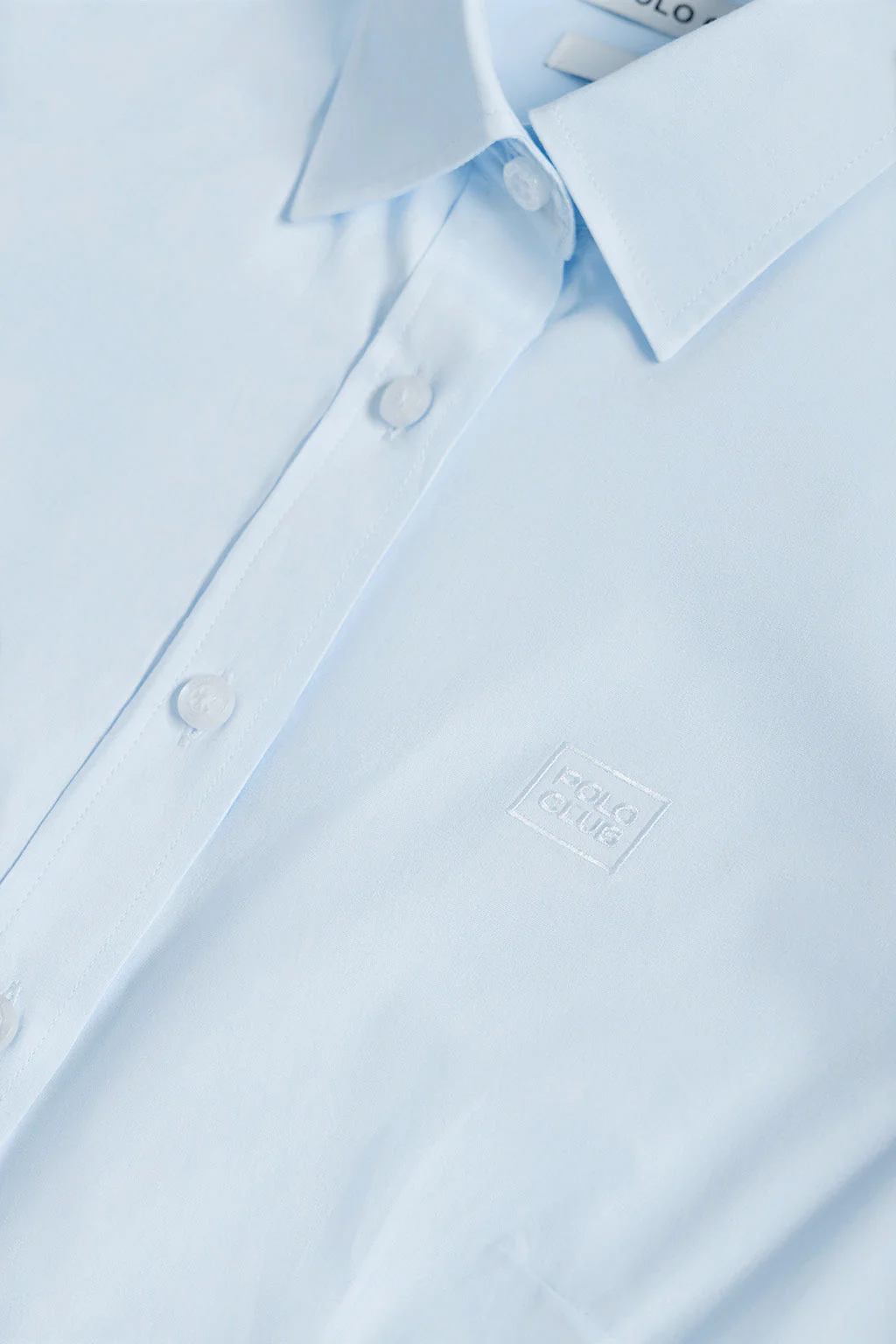 Camisa azul celeste Slim fit de popelín con logo - Image 8