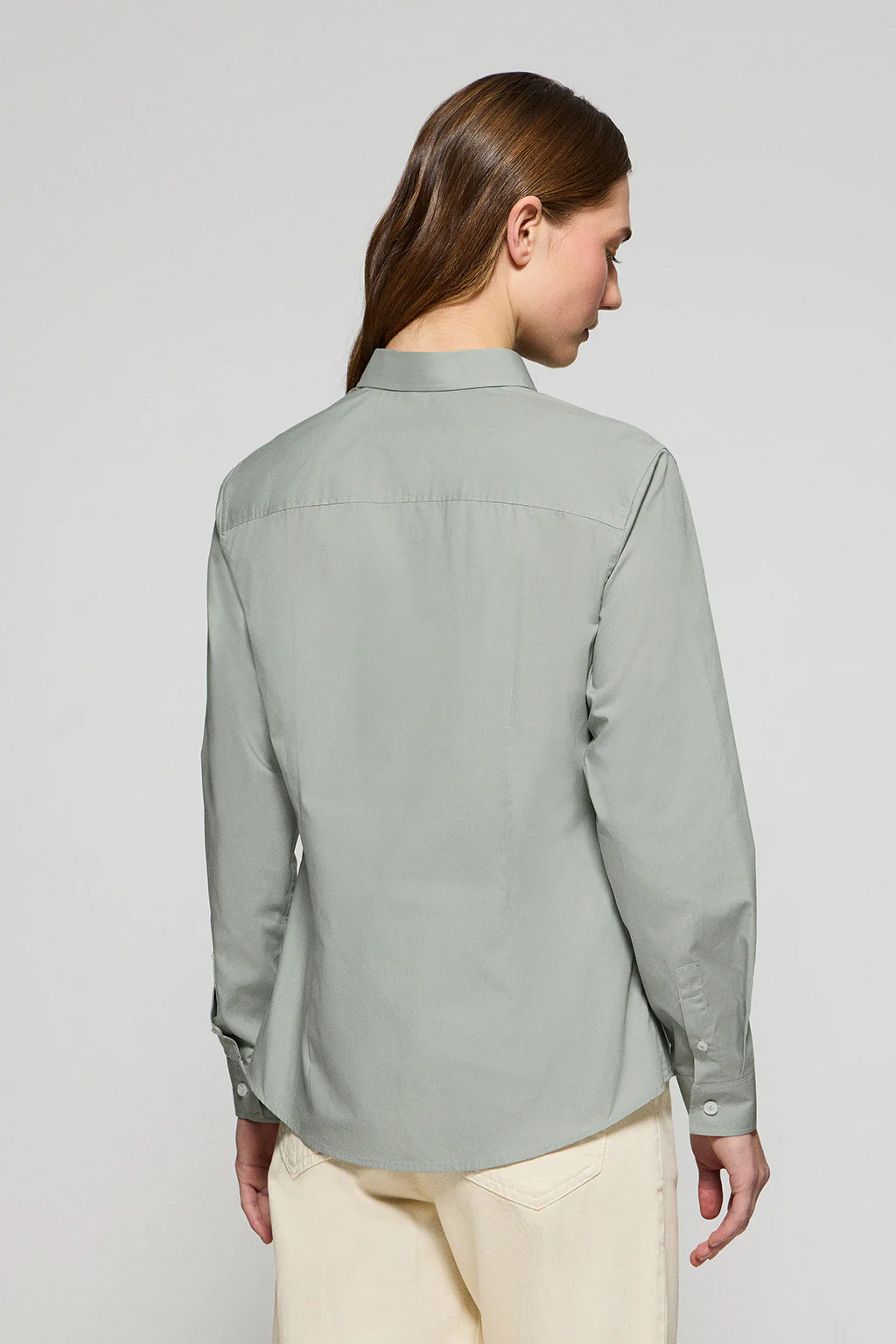 Camisa verde jade Slim fit de popelín con logo - Image 4