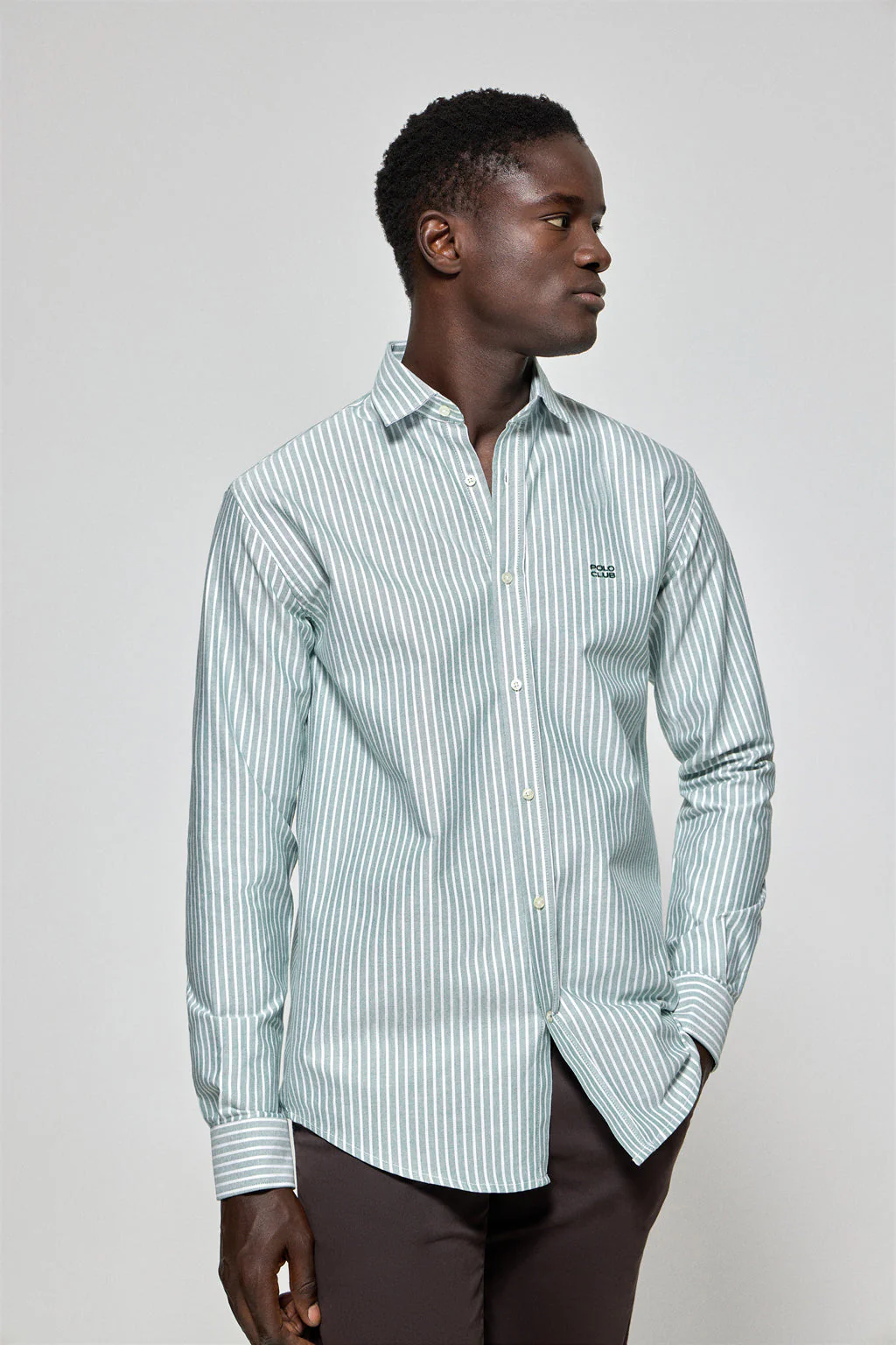 Camisa Columbia de rayas verde con bordado Polo Club - Image 4