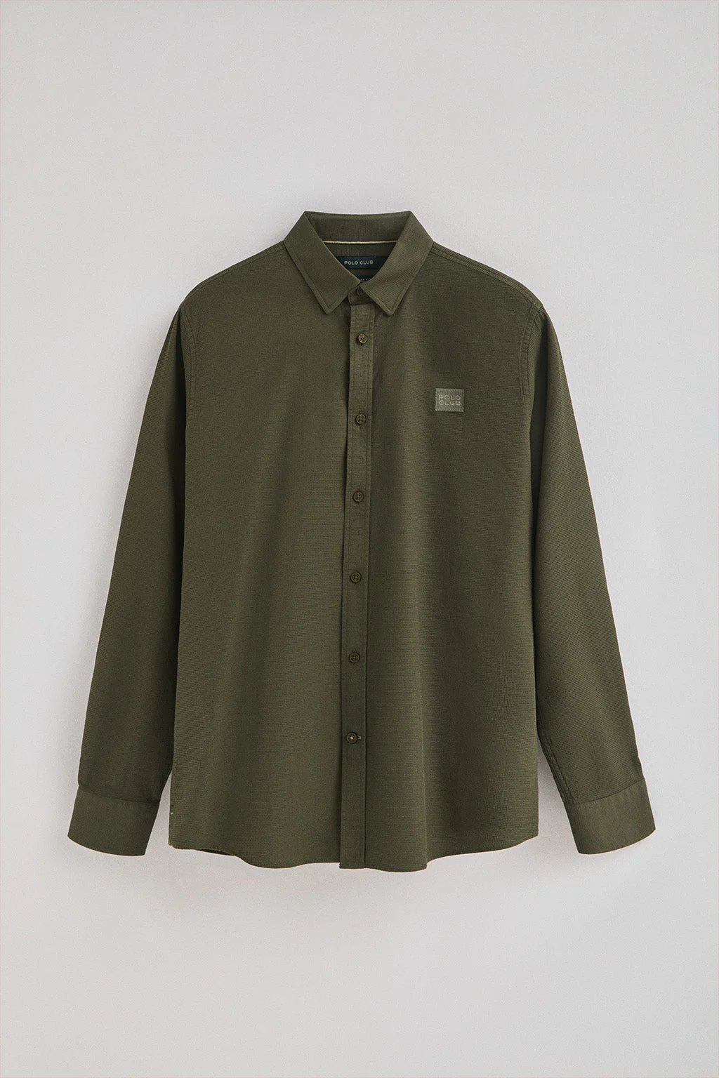 Camisa verde oliva de corte regular cuello con botones y logo Polo Club - Image 7