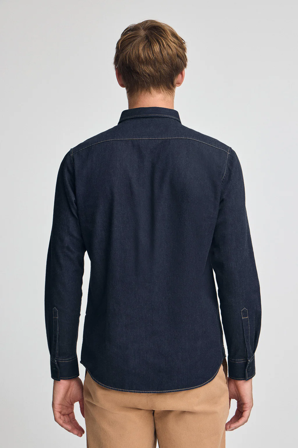 Camisa vaquera azul indigo de corte slim con logo Rigby Go - Image 4