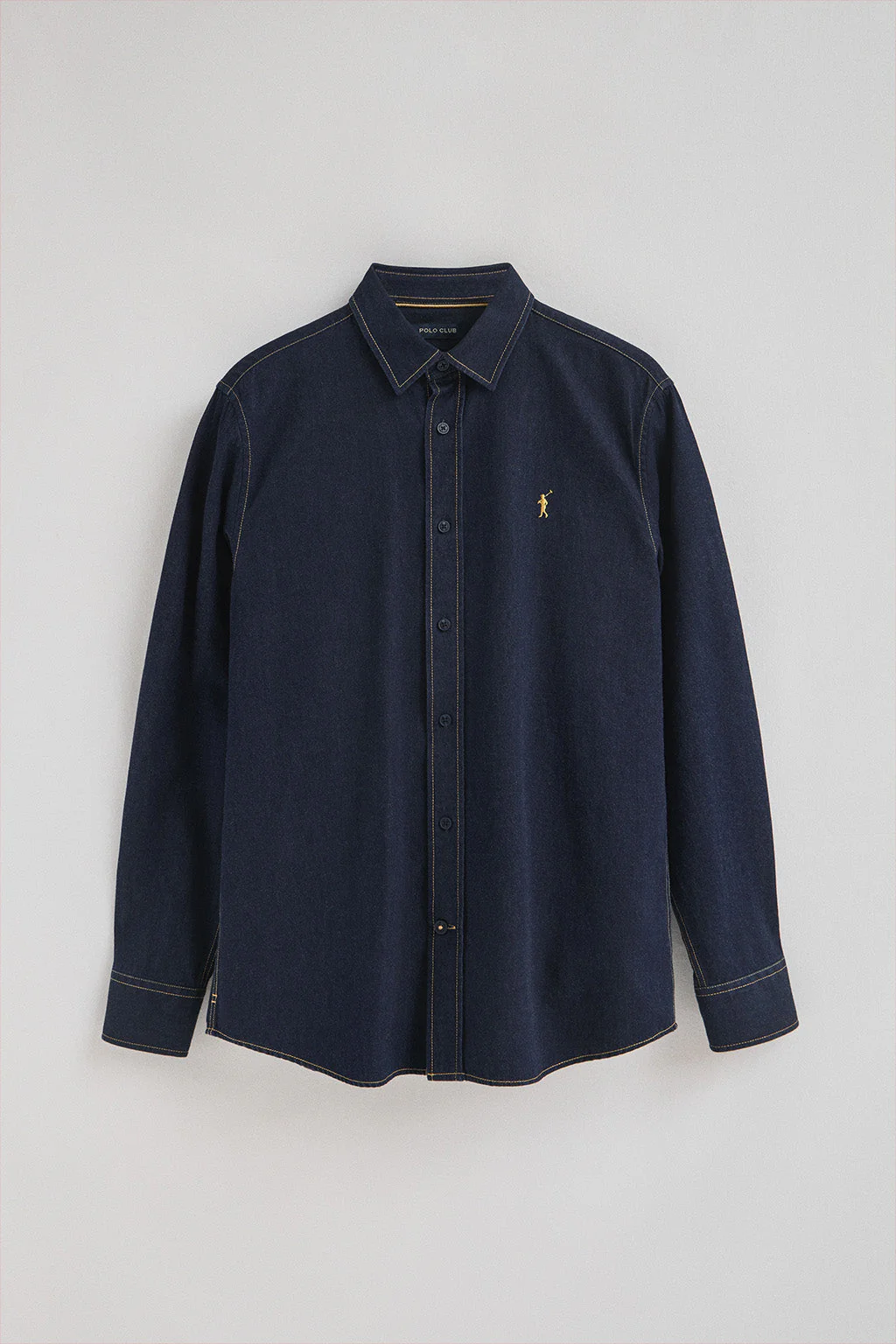 Camisa vaquera azul indigo de corte slim con logo Rigby Go - Image 7