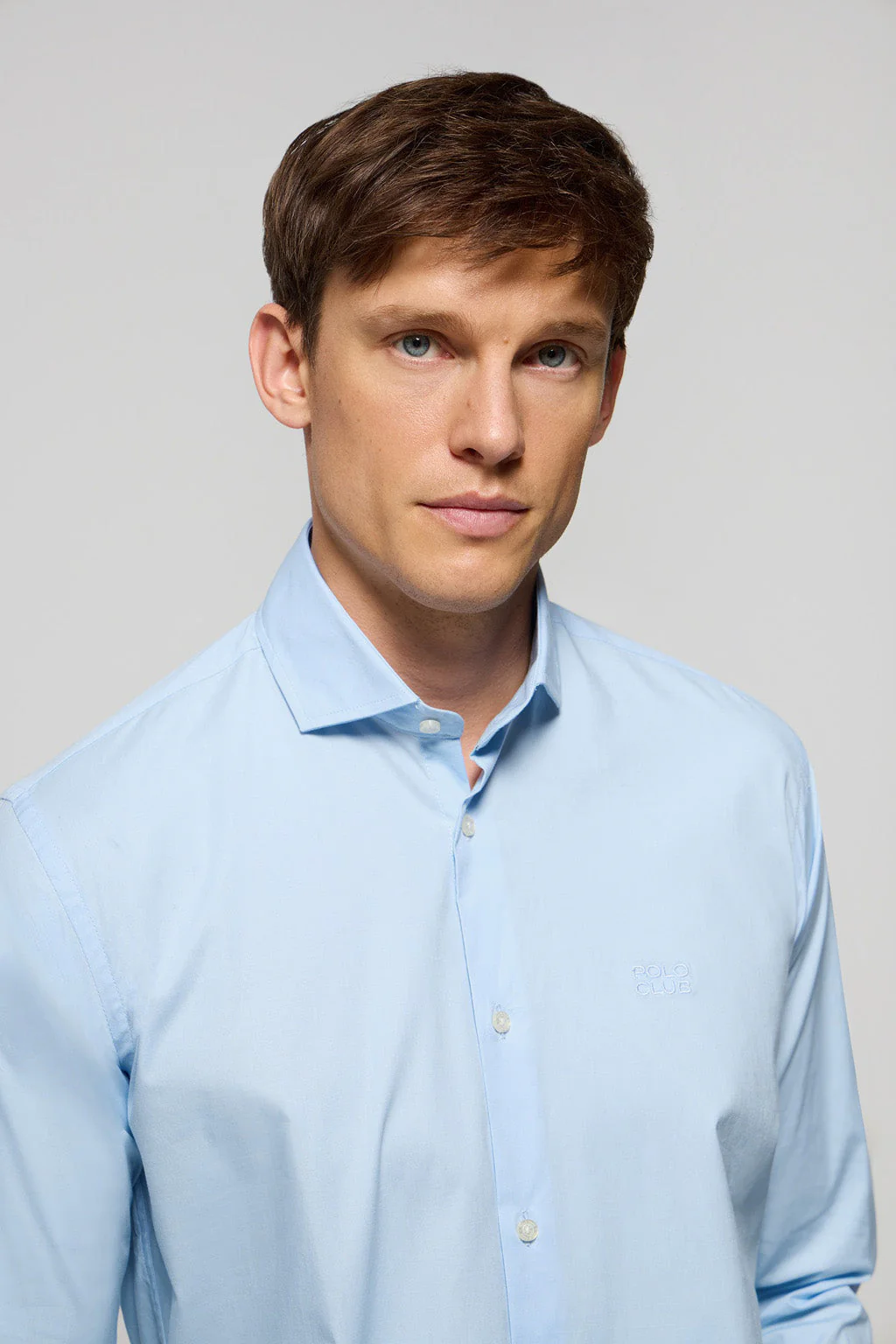 Camisa superslim fit azul celeste de algodón con logo Polo Club - Image 3