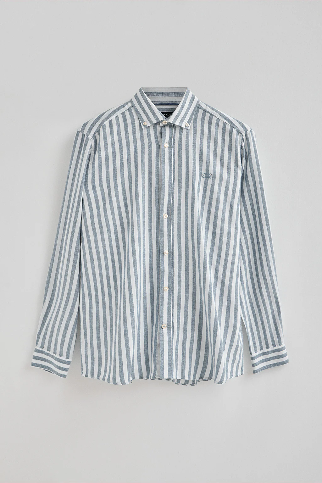 Camisa azul claro a rayas con logo Polo Club - Image 6