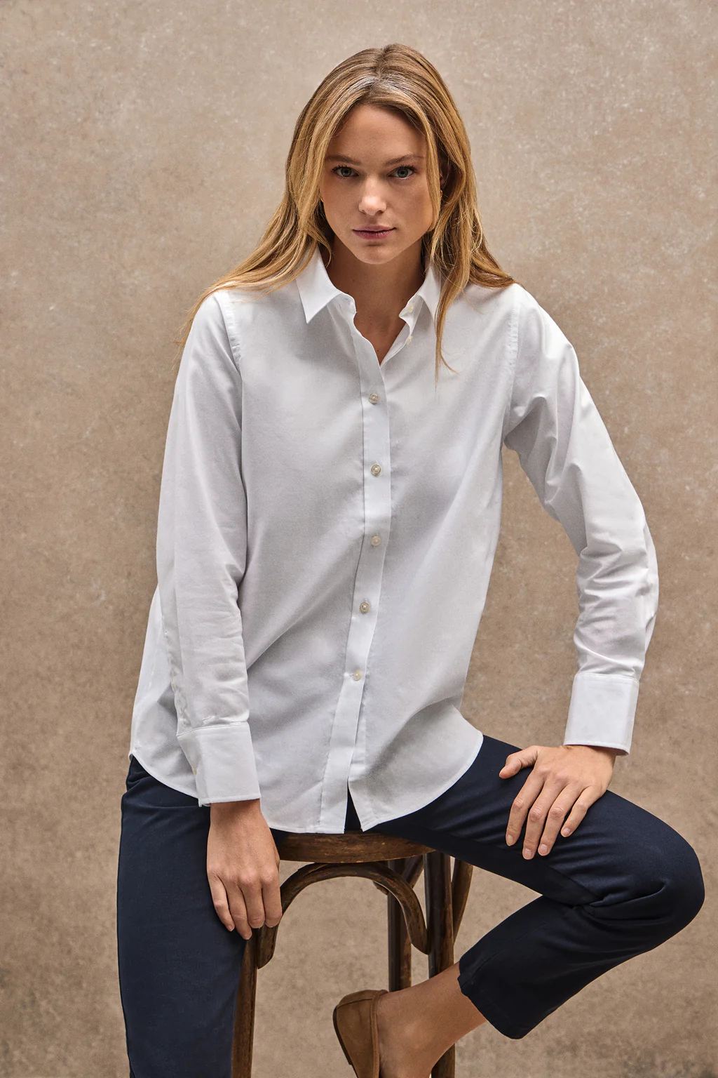 Camisa blanca de corte relajado con logo Polo Club