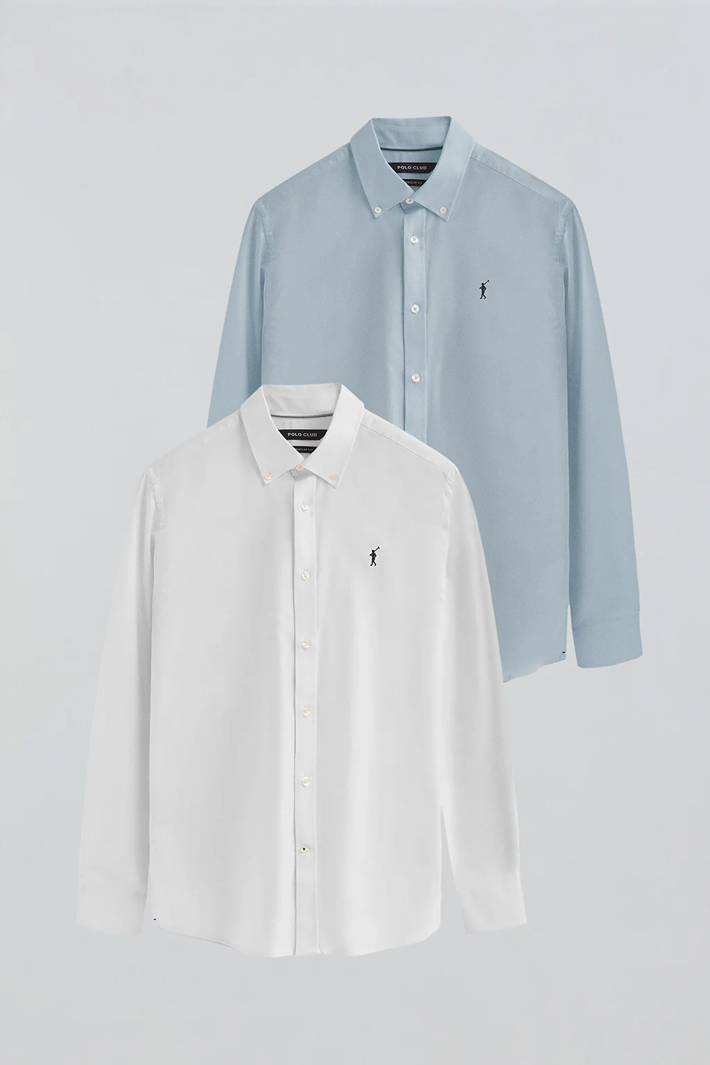 Pack hombre de dos camisas azul celeste y blanca de corte regular con logo Rigby Go - Image 14
