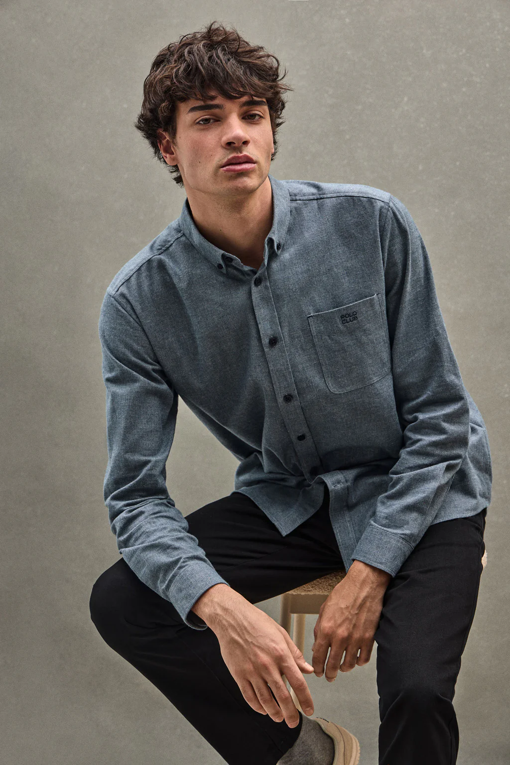 Camisa azul denim de corte regular y con logo Polo Club
