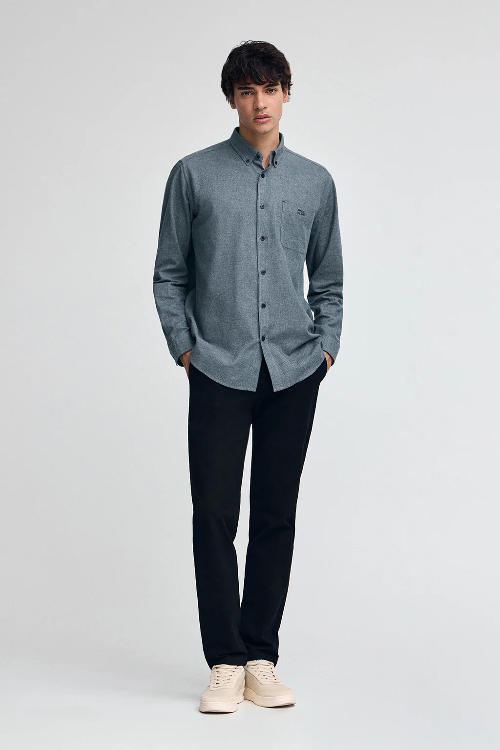Camisa azul denim de corte regular y con logo Polo Club - Image 4
