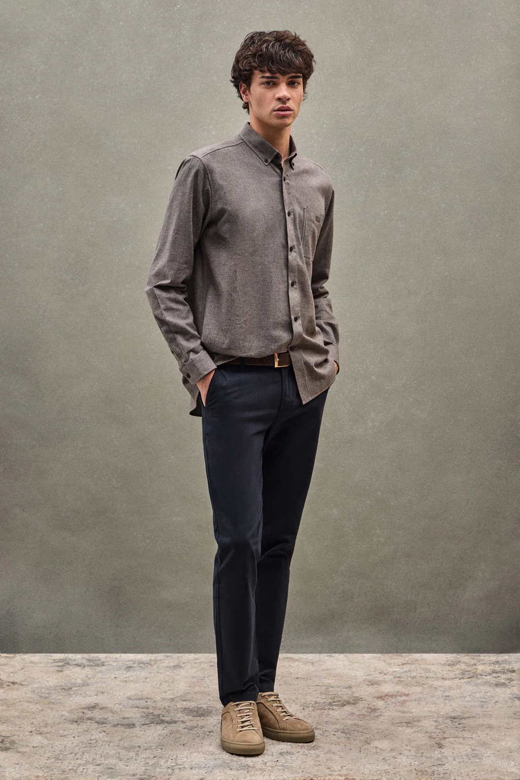 Camisa marrón de corte regular y con logo Polo Club - Image 2