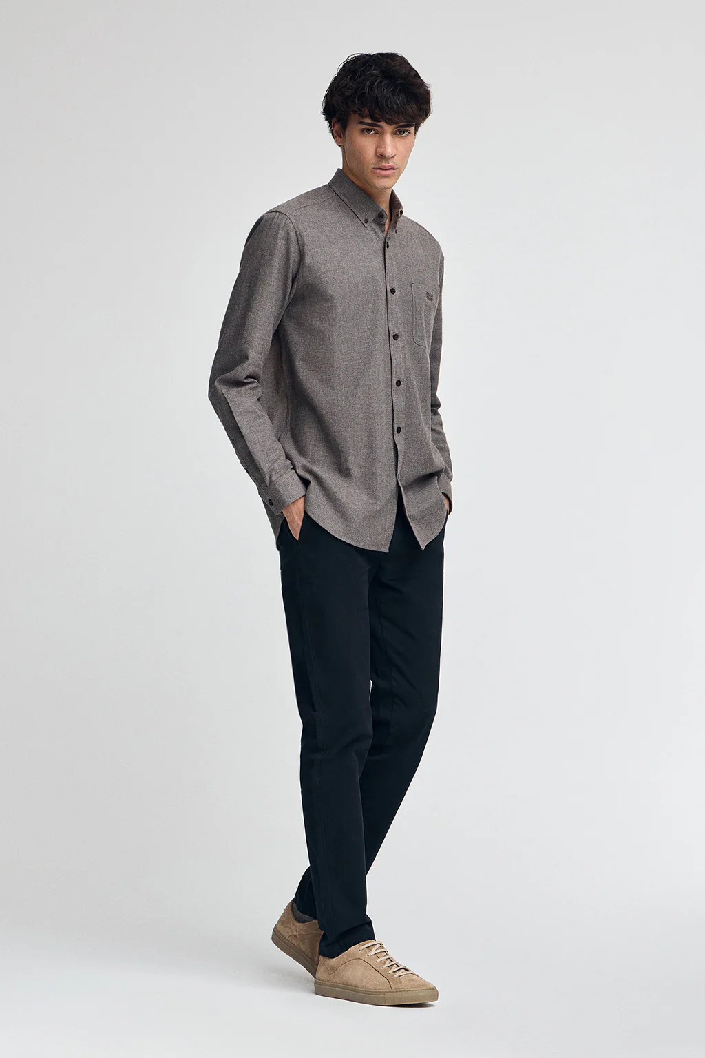 Camisa marrón de corte regular y con logo Polo Club - Image 4