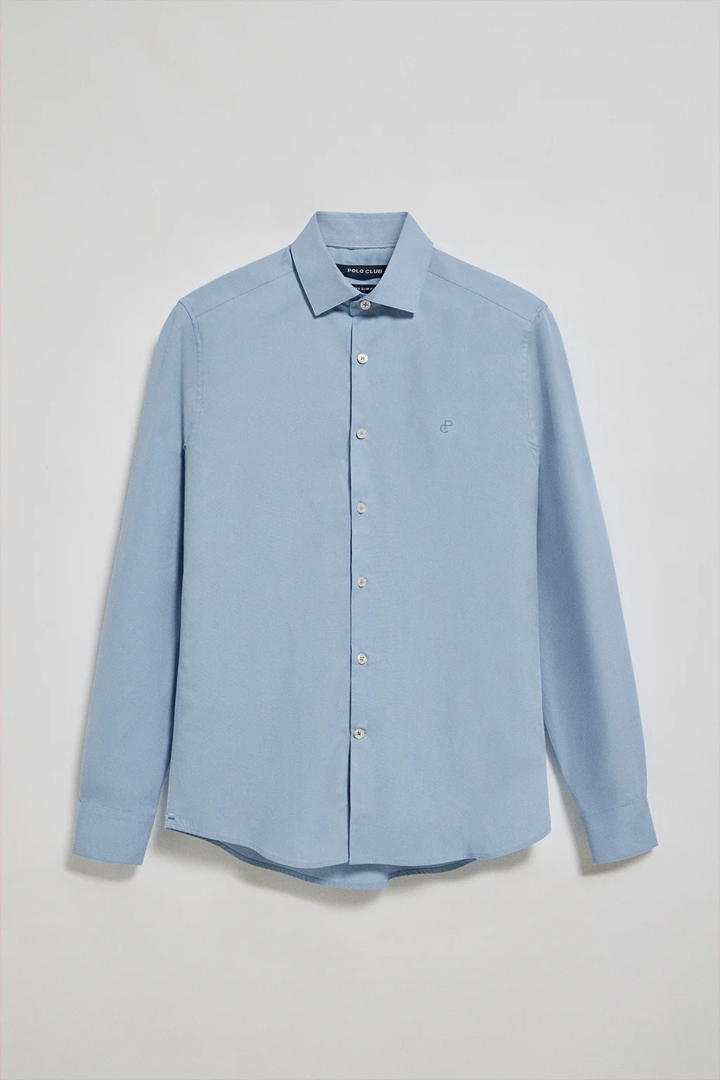 Camisa Super Slim de popelín azul celeste con monograma bordado - Image 5
