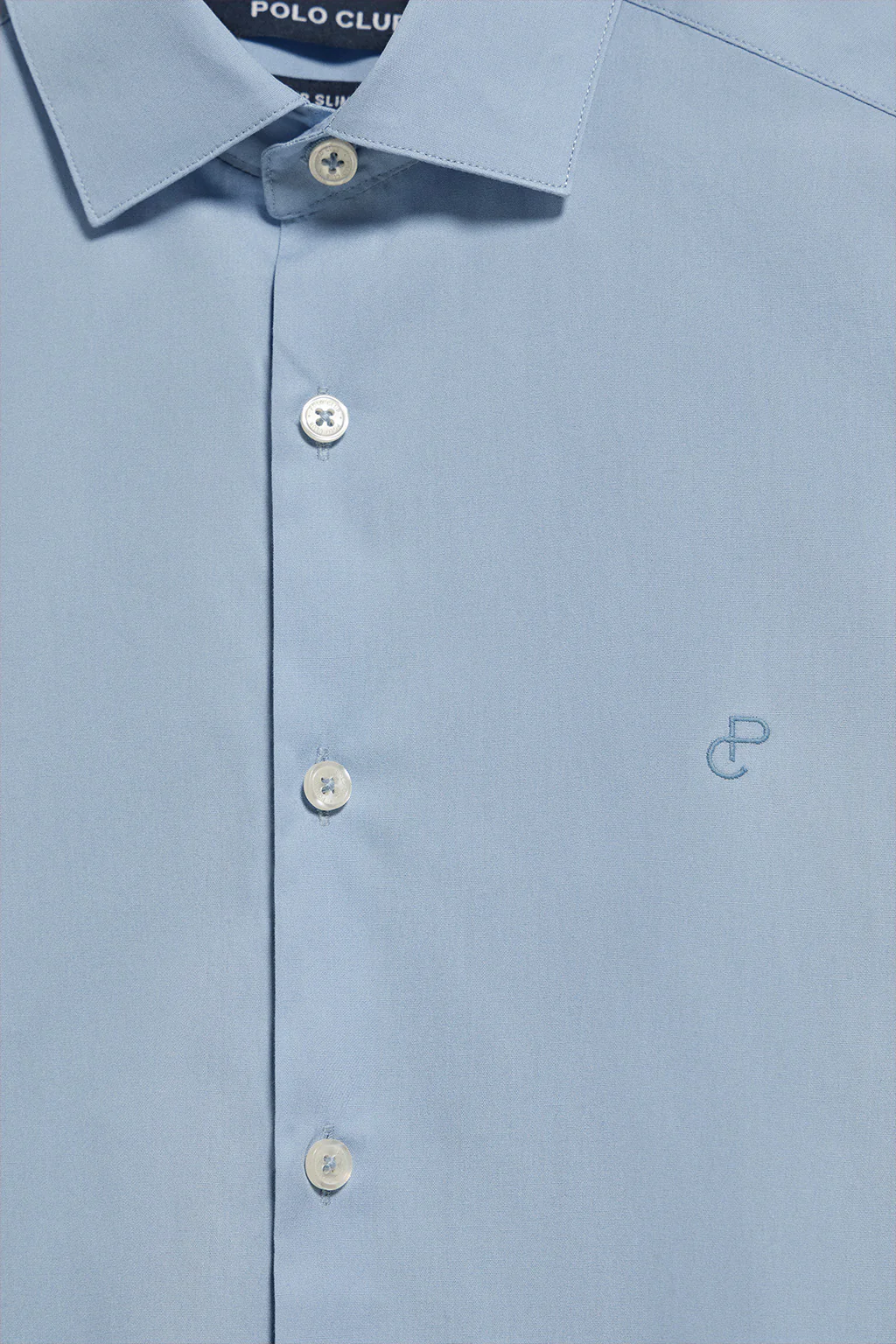 Camisa Super Slim de popelín azul celeste con monograma bordado - Image 6