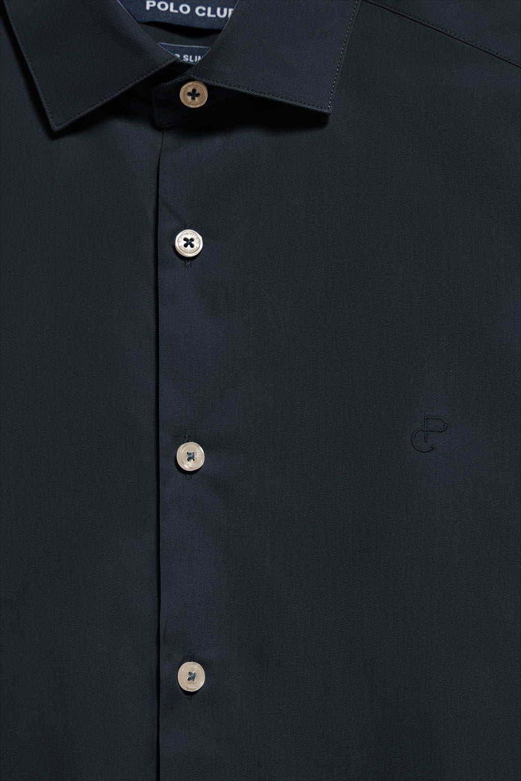 Camisa Super Slim de popelín azul marino con monograma bordado - Image 7
