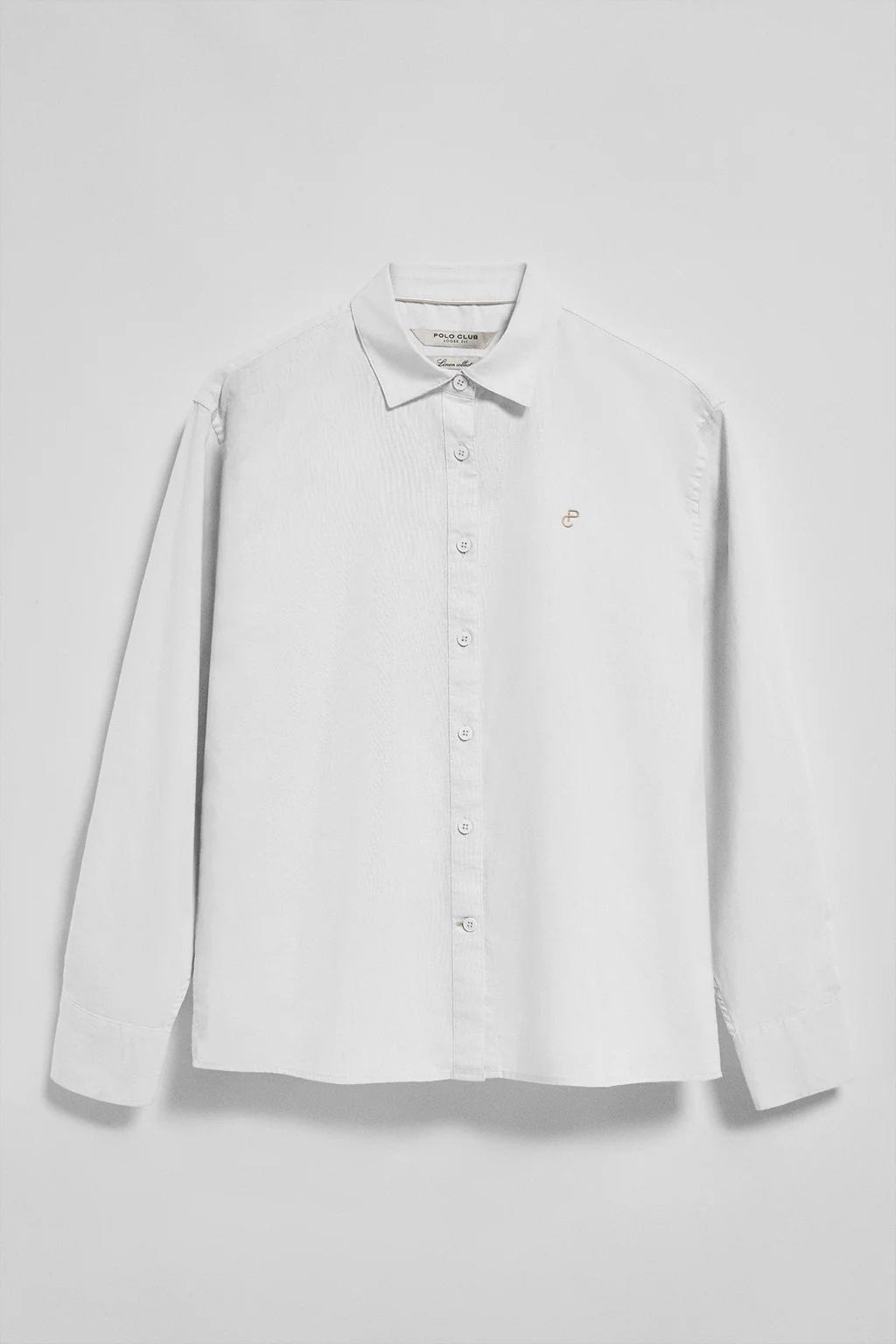 Camisa blanca loose fit de lino y algodón con monograma bordado - Image 8