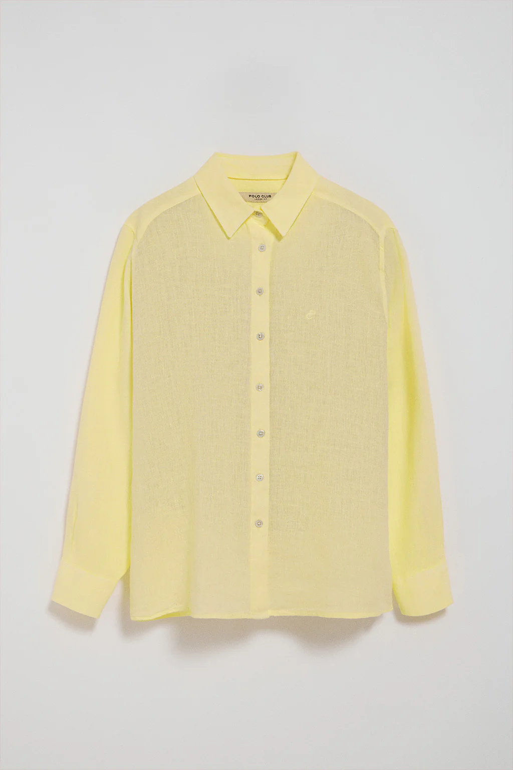 Camisa amarilla garment dye de lino con monograma bordado - Image 6