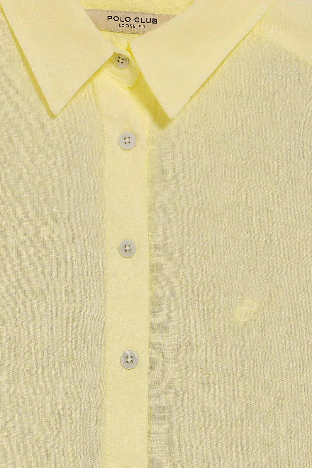 Camisa amarilla garment dye de lino con monograma bordado - Image 7