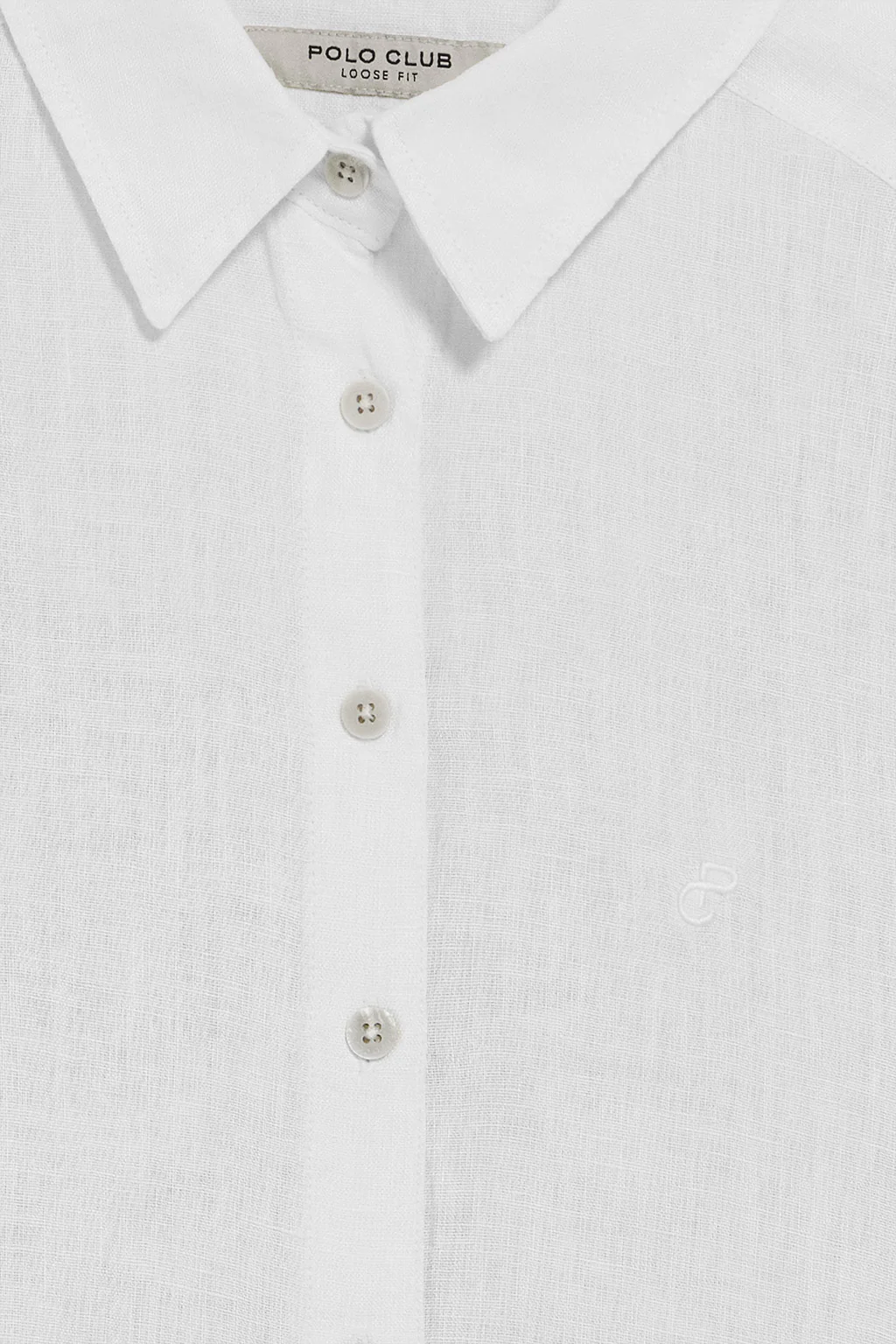 Camisa blanca garment dye de lino con monograma bordado - Image 7