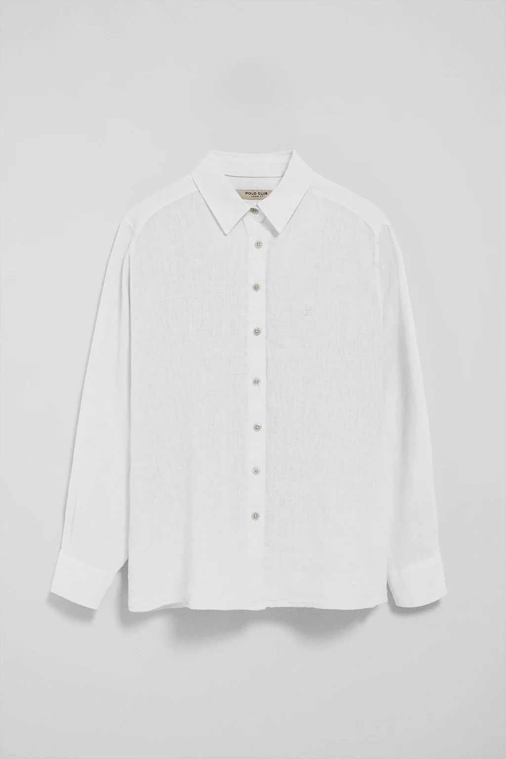 Camisa blanca garment dye de lino con monograma bordado - Image 9